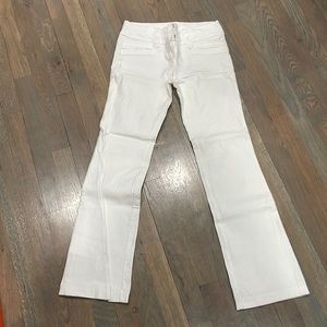 White flare pants